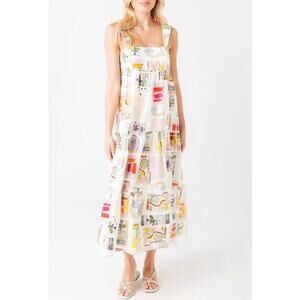 Hunter Bell Maxi Dress Poppy Cotton Square Neckline Tiered Skirt
